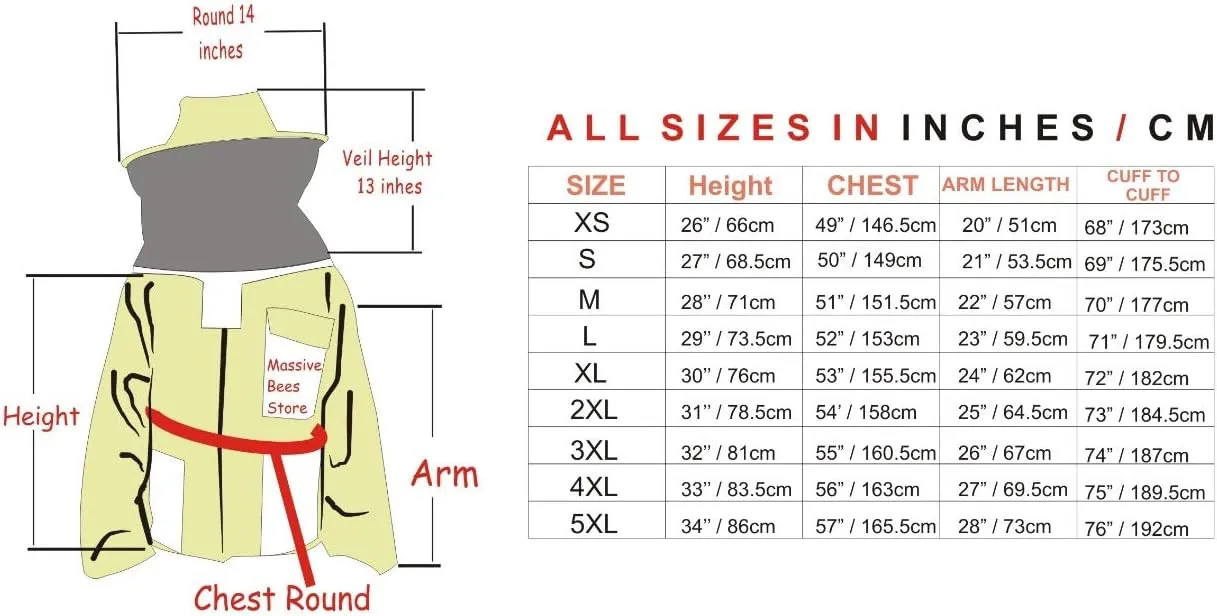 -- Beekeeping Fully Ventilated Jacket in Multi-Color with Round Veil (3XL, White)