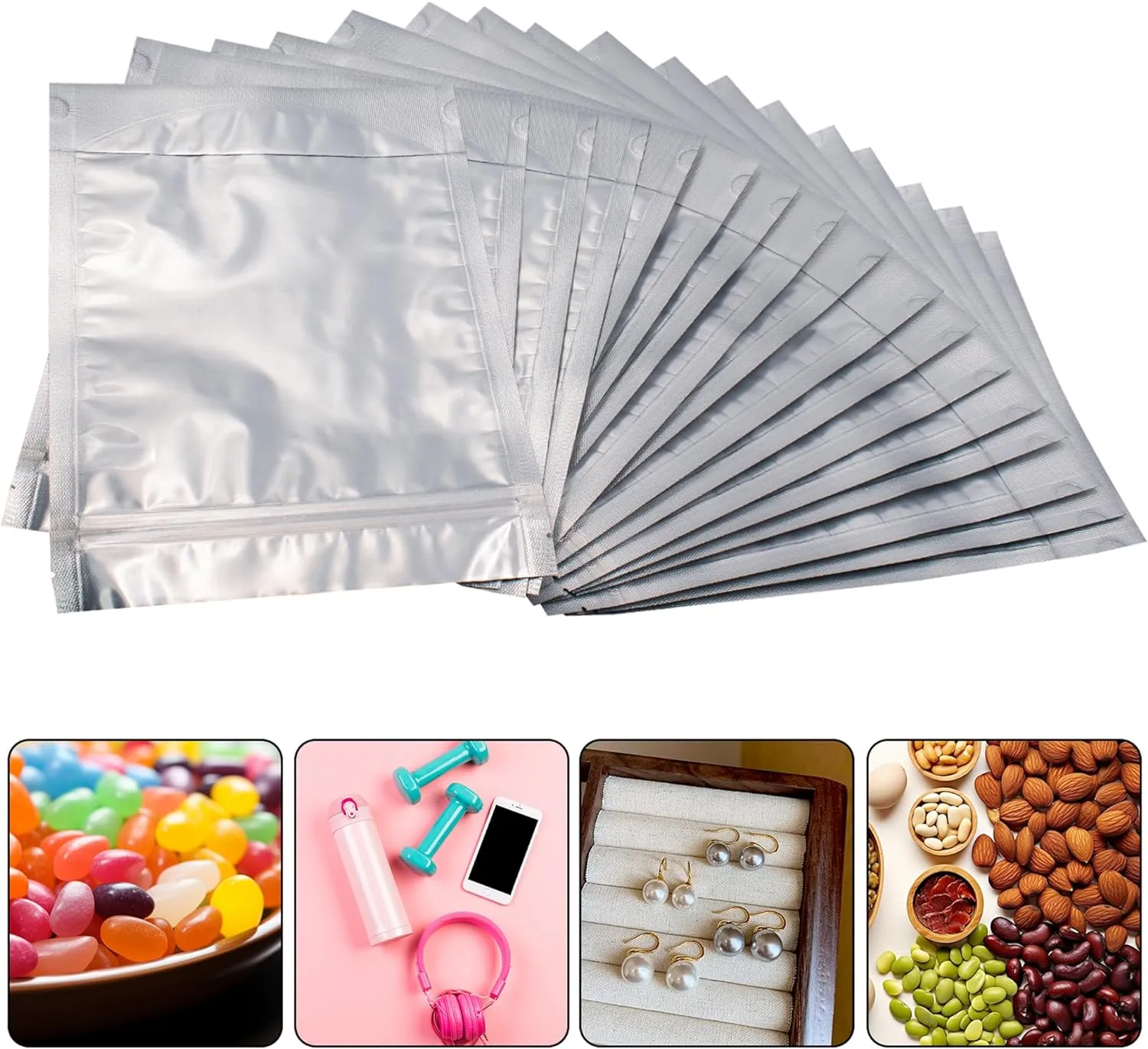 1 Gallon 30 Packs Mylar Bags For Food Storage, 10"x 14" Mylar Bags With Window, Freeze Dried Candy Bags, Reusable Storage Bags For Food, Mylar Food Storage Bags for Long Term Food Storage