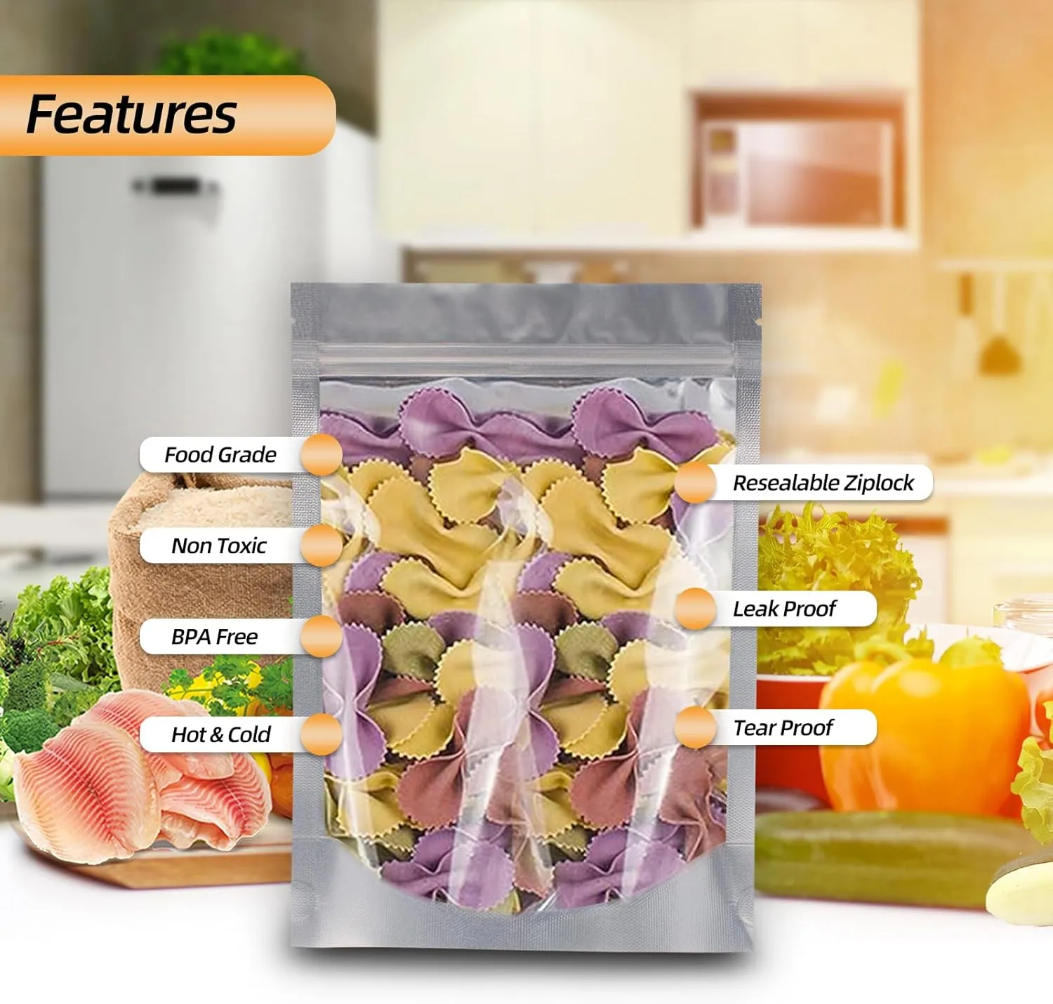 1 Gallon 30 Packs Mylar Bags For Food Storage, 10"x 14" Mylar Bags With Window, Freeze Dried Candy Bags, Reusable Storage Bags For Food, Mylar Food Storage Bags for Long Term Food Storage