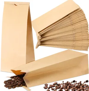 100 Pack 1/2 Pound Kraft Brown Coffee Bags Grease Resistant Resealable Kraft Tin Tie Poly-lined Bags