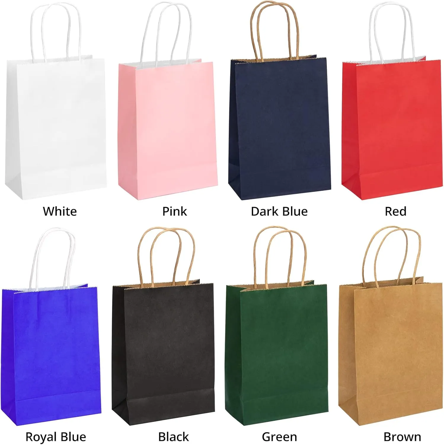 100 Pack 5.9x3.15x8.26 inch Small Green Gift Bags, Kraft Bags with Handles Bulk for Birthday Party Favors,Gift Paper Bags,Retail Shopping Business Goody Craft Gift Bags