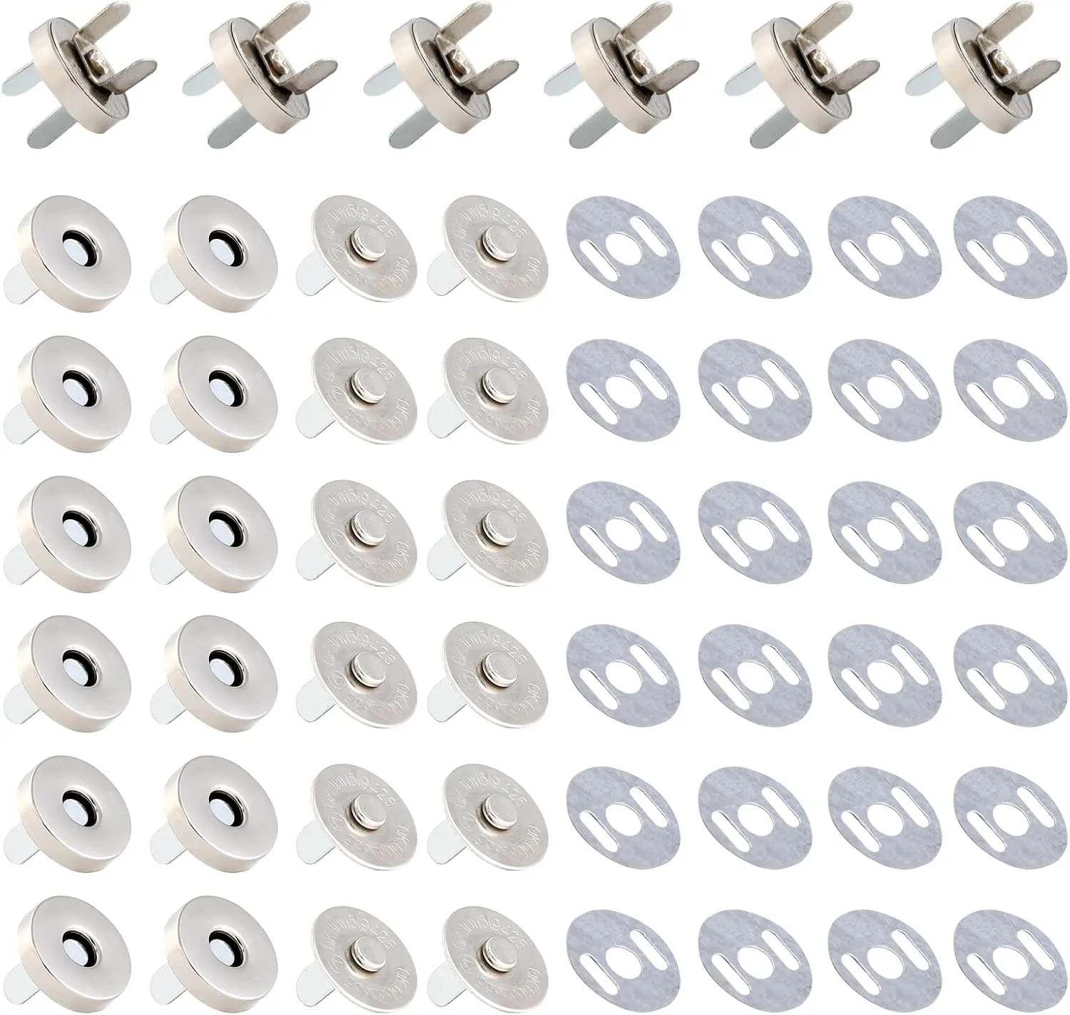 100 Sets Magnetic Snaps Buttons Magnetic Snap Closures for Purses Bags Clothes Handbags,Snaps for Sewing,DIY Craft (Silver)(14 mm)
