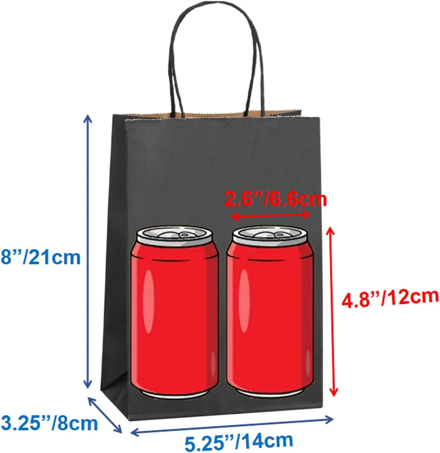 100Pcs Gift Bags Small 5.25x3.25x8 Inches Black Paper Bags With Handles Kraft Bag Bulk For Business, Shopping, Party Favor, Wedding, Birthday, Mother's Day, Easter, Graduation