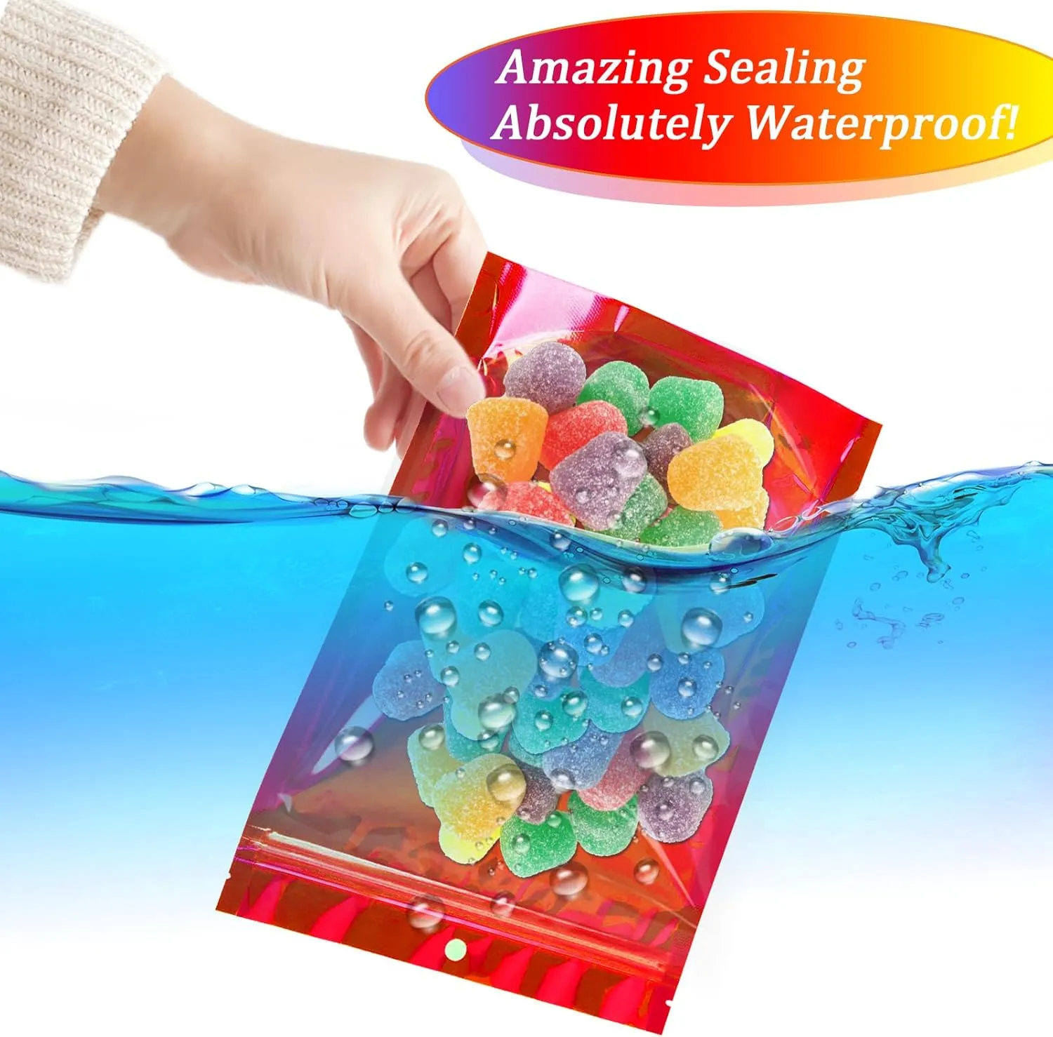 100PCS Mylar Bags for Food Storage，Resealable Bags for Small Business with Clear Windonw,4x6 inch Smell Proof Bags Stand Up Zip Lock Pouches Aluminum Foil Sealable Bag for Packaging Cookie,Snack