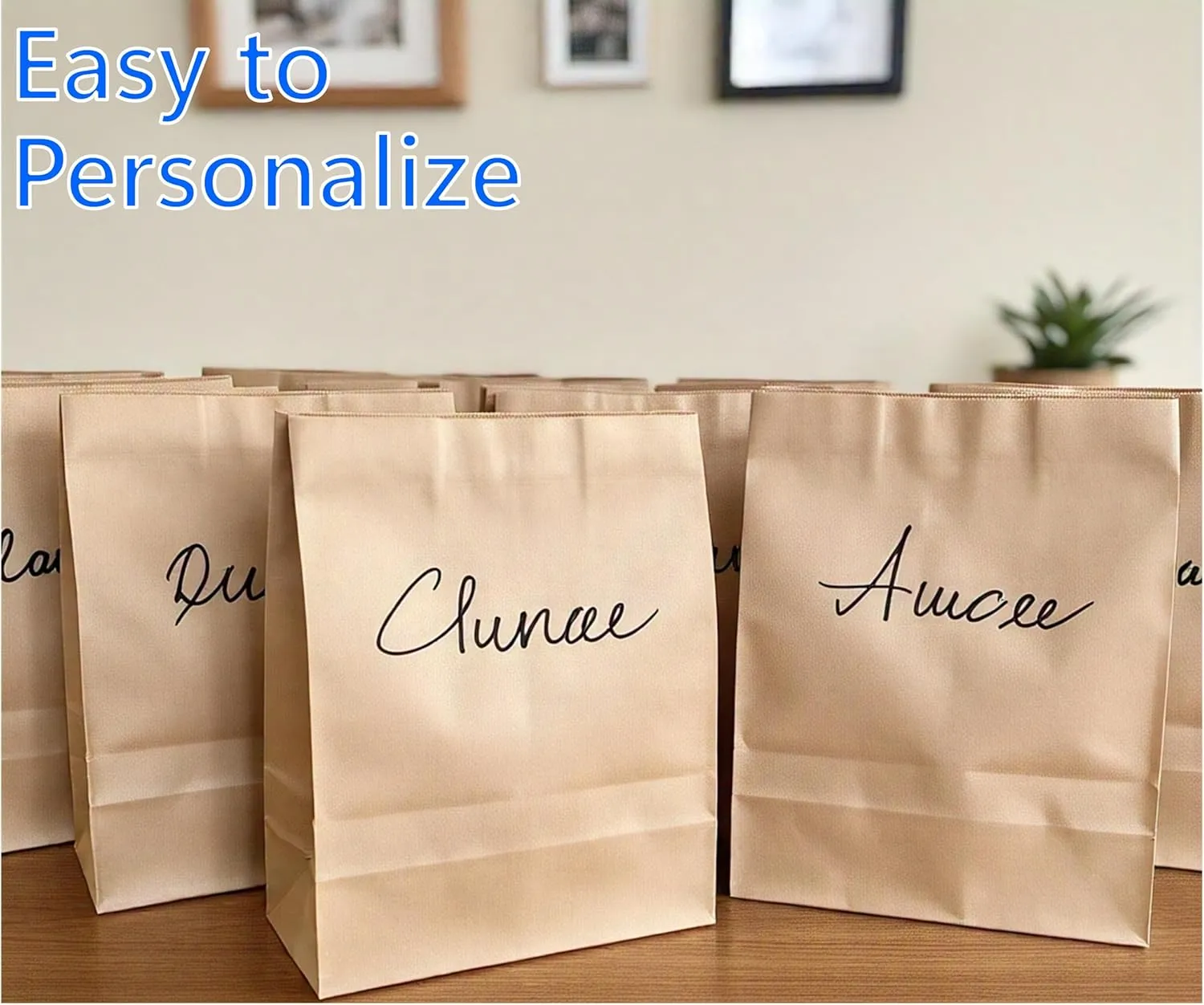 10LB Brown Kraft Paper Bags - Pack of 100, Regular Size, Great for Takeout Orders, Lunch Bags (6.3" X 4.4" X 13.4") - Durable, Reusable, Recyclable & Biodegradable, Ideal for Cafes and Delis