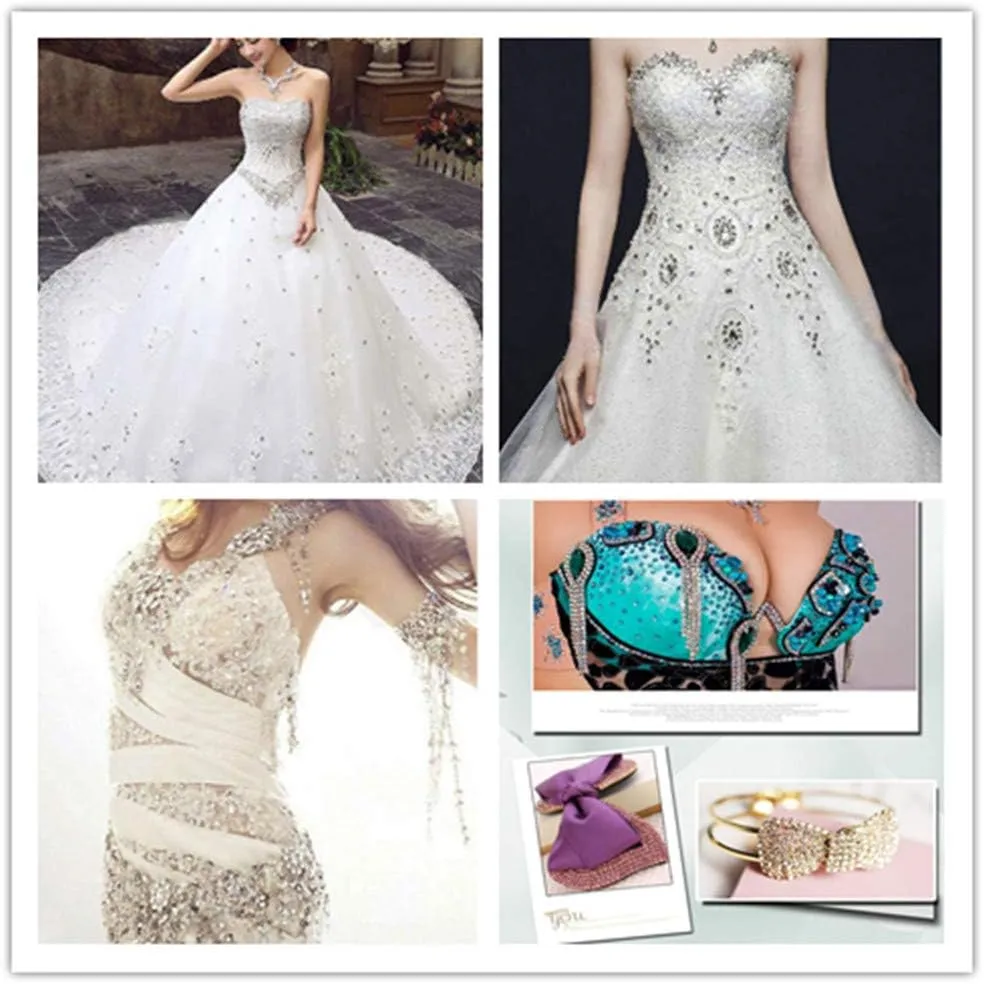 10M 2MM Shining Fashion Crystal Rhinestone Chain Sew on Silver Base Dense Claw Glass Rhinestone Trim Accessories for DIY Wedding Dresses Garment Hat Arts Crafts Event Decorations (White)
