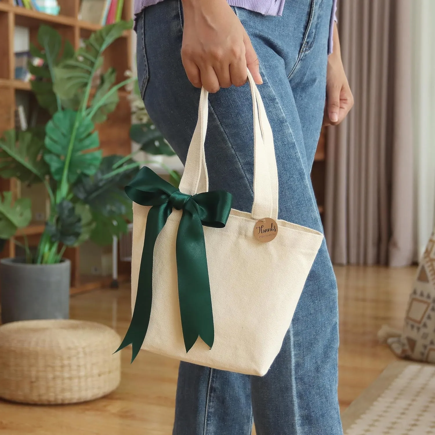 10" x 8" x 3"Mini Canvas Tote Bags for Fabric Painting Cotton Sturdy Bag Heavy-duty Gift Bags