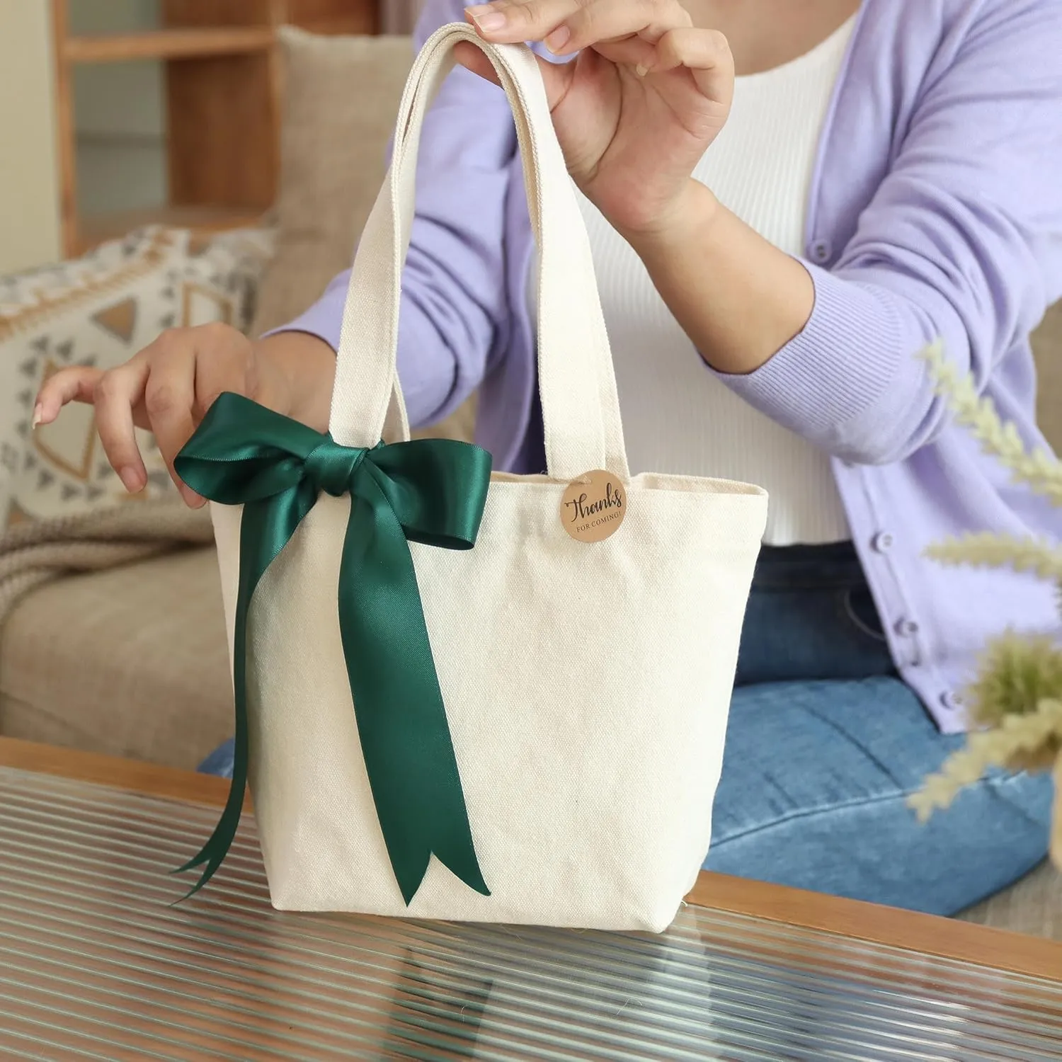 10" x 8" x 3"Mini Canvas Tote Bags for Fabric Painting Cotton Sturdy Bag Heavy-duty Gift Bags