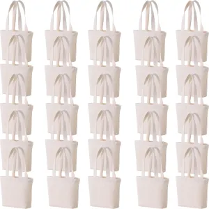 10" x 8" x 3"Mini Canvas Tote Bags for Fabric Painting Cotton Sturdy Bag Heavy-duty Gift Bags