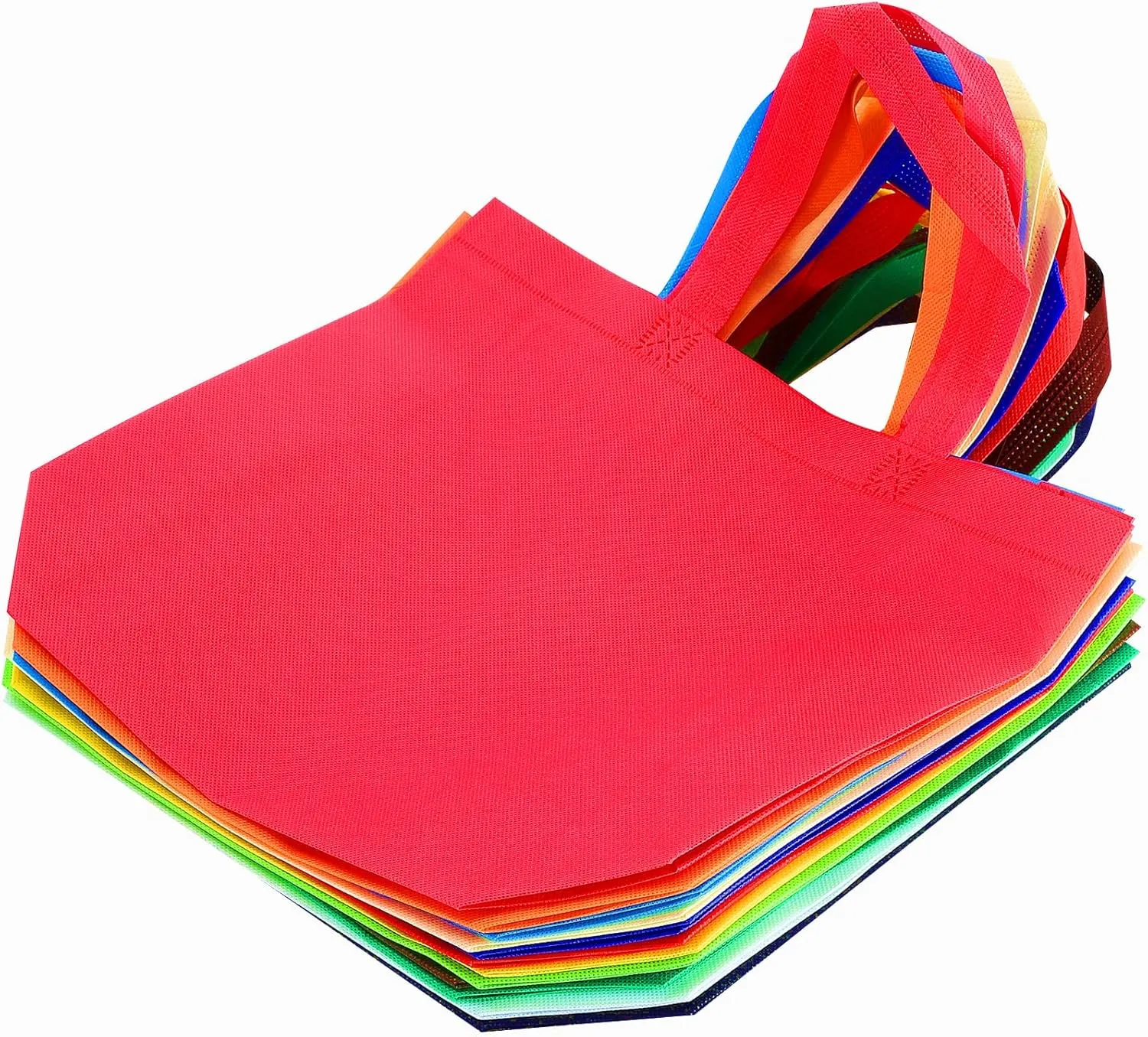 12 Pack 13.7 in Wide Side Large 12 Colors Multi-Color Reusable Tote Gift Bags One Side Blank Non-Woven Bags Colored Treat Bags, Fabric Tote Bags, Commodity Snack Bags