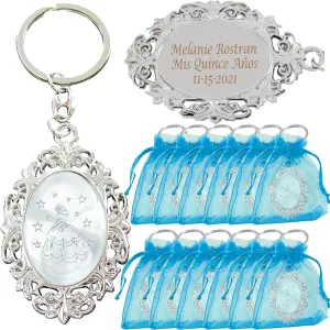 12 PCS Personalized Quinceañera Sweet 16 Mis XV 18 Birthday Favor (Turquoise Bags)