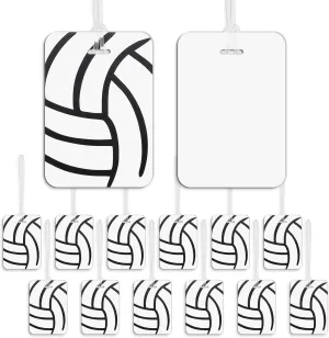 12 Pcs Sports Volleyball Name Tag Luggage Tag ID Label for Gear Bag and Plastic Backpack Gifts for Volleyball Players, 4 x 2.75 Inches