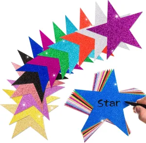 120 Pcs Glitter Star Cutouts Paper Star Confetti Cutout Assorted Color Glitter Stars Cutouts 6 Inch Large Glitters Stars Decoration for Christmas Classroom Bulletin Board Wall Party Supplies,12 Colors