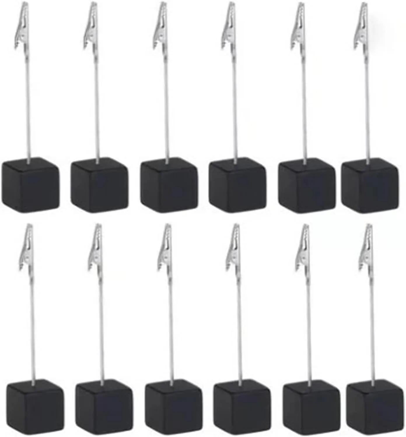 12Pcs Table Number Holder, Memo Clips Holder with Clipa and Cube Base, Photo Clip Stand for Displaying Number Cards Name Cards Photos