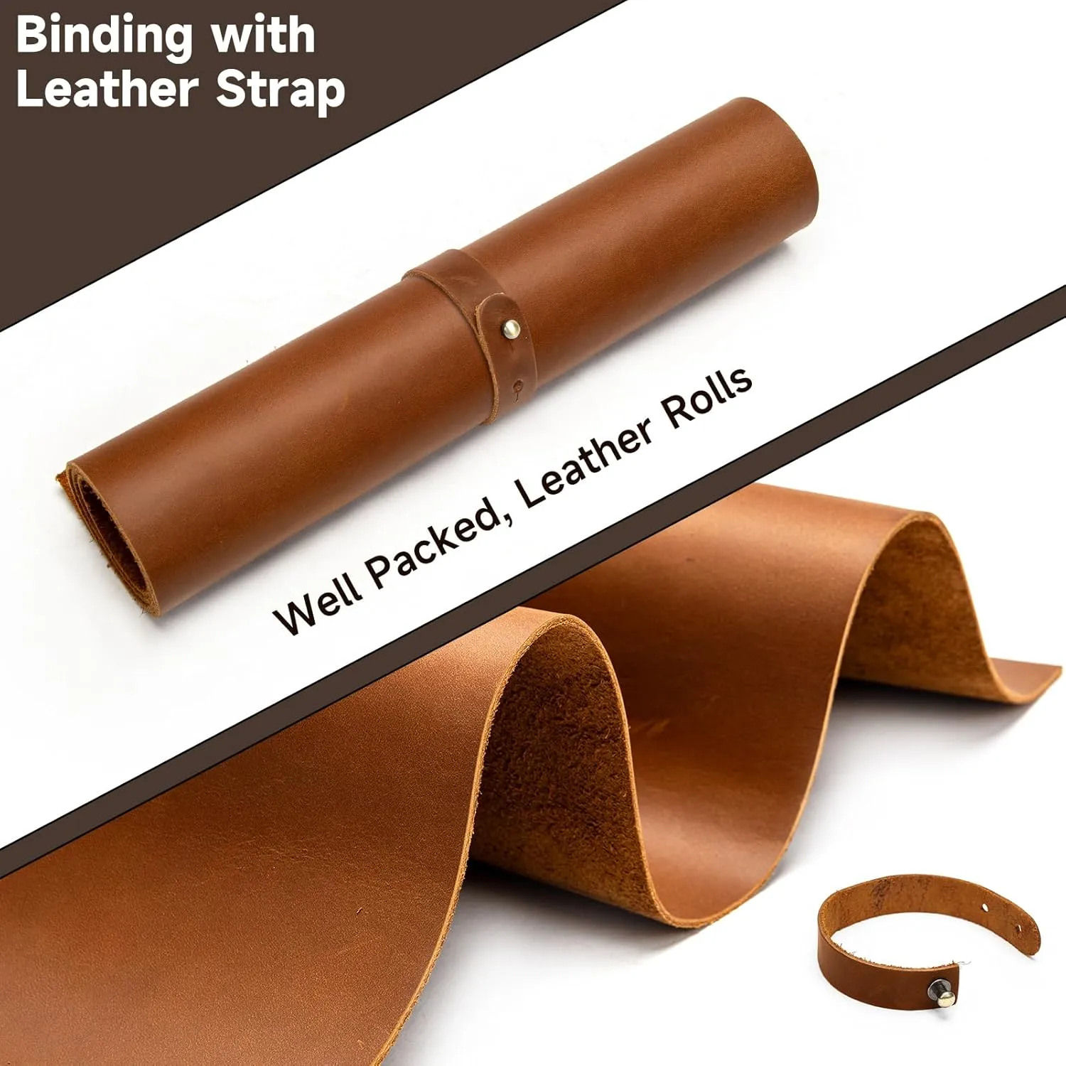 12''X24'' Genuine Leather Sheets - Tooling Leather Fabric Pieces for Crafts, Full Grain Leather Hide Material(Brown, 2mm Thick)
