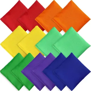 14 PCS Nylon Colorful Bean Bags 3.9 × 3.9 Inch Bulk Hand Toss for Sports Outdoor