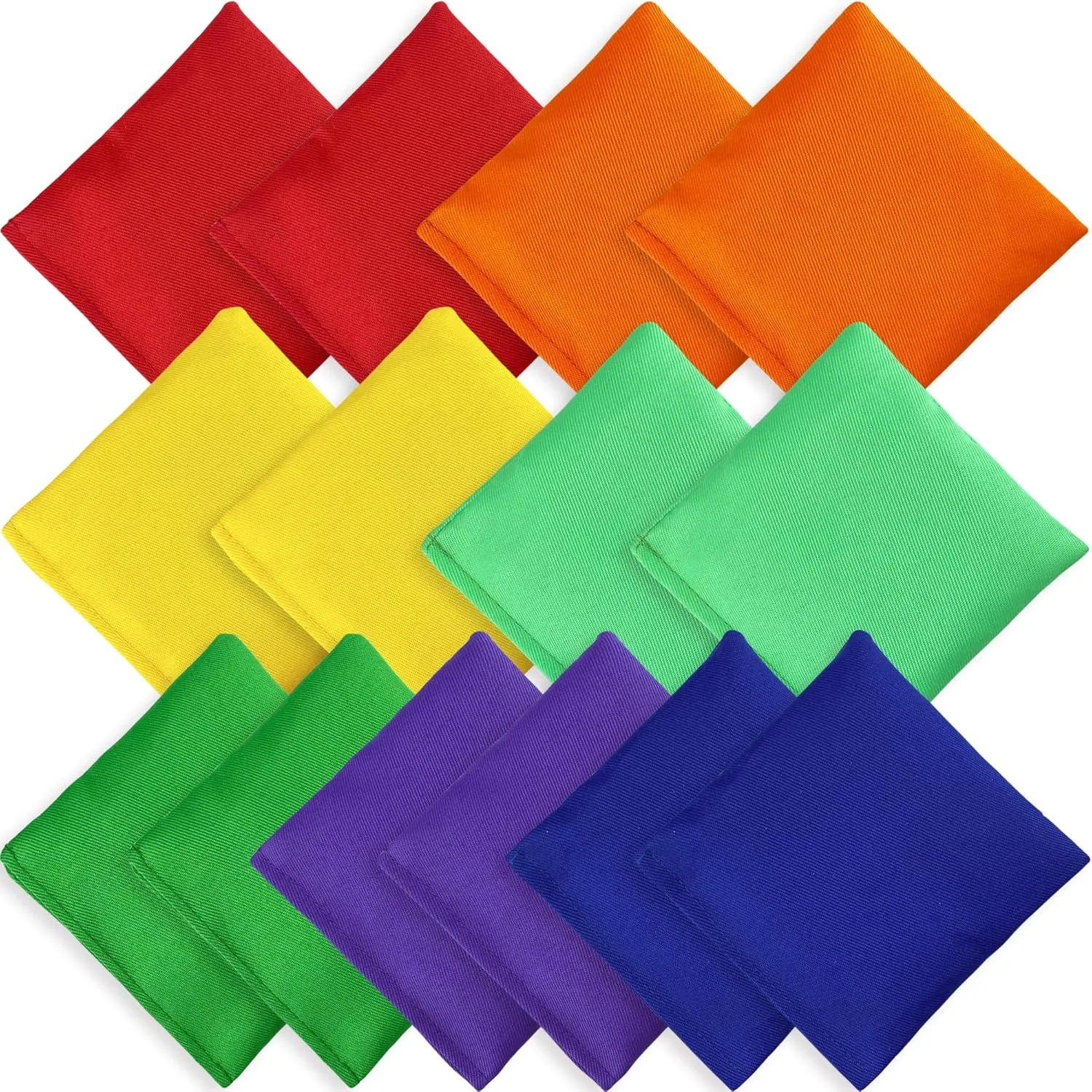 14 PCS Nylon Colorful Bean Bags 3.9 × 3.9 Inch Bulk Hand Toss for Sports Outdoor