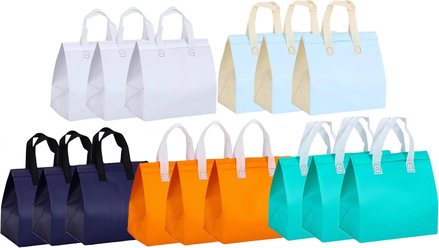 15 Pcs Insulated Take Away Bags,Extra large 11.8 x 11.8 x 7.8 Inch Thermal Insulation Food Bag, Delivery Cooler Bag for Pizza Coffee Milk Hot Cold Food Catering Restaurant Picnic, Multicolor