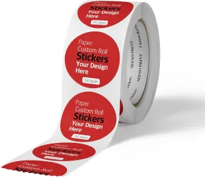 150 Roll Labels Personalized and Custom Design Stickers for Your Business Round Square Heart Star Die-Cut Any Shape and Size with Your Logo Text Image (Glossy Paper)