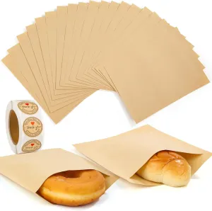 160 Pack Paper Sandwich Bags Kraft Brown, Sublaga 8x6" Paper Bags Food Grade Bread Bags, Unbleached Compostable Natural Kraft Paper Stock Bags for Bakery Cookies, Treats, Snacks, Sandwiches