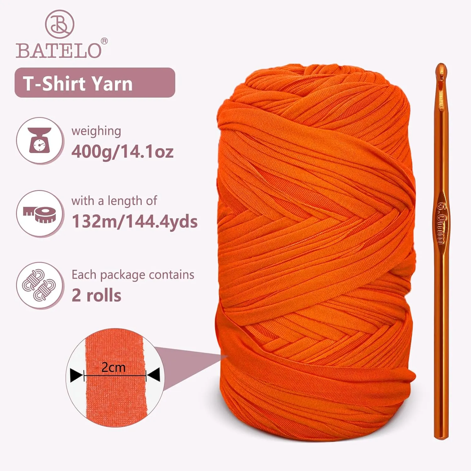 2 Pack T-Shirt Yarn Crochet Yarn for Beginner Crochet Bags/Basket/Coaster,Tshirt Yarn 400g/144yds High Elastic Thick Yarn Polyester Fabric（Denim Blue）