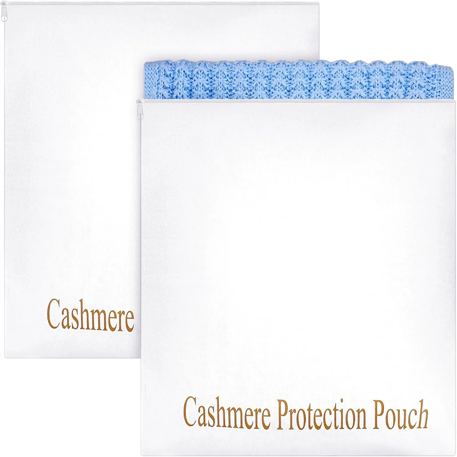 2 Pcs Cashmere Sweater Storage Bags with integrated Cedar Wood Breathable Washable Cotton Pouch Bags for Cashmere Wool Sweaters Storage Protection