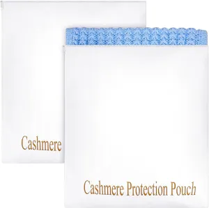 2 Pcs Cashmere Sweater Storage Bags with integrated Cedar Wood Breathable Washable Cotton Pouch Bags for Cashmere Wool Sweaters Storage Protection
