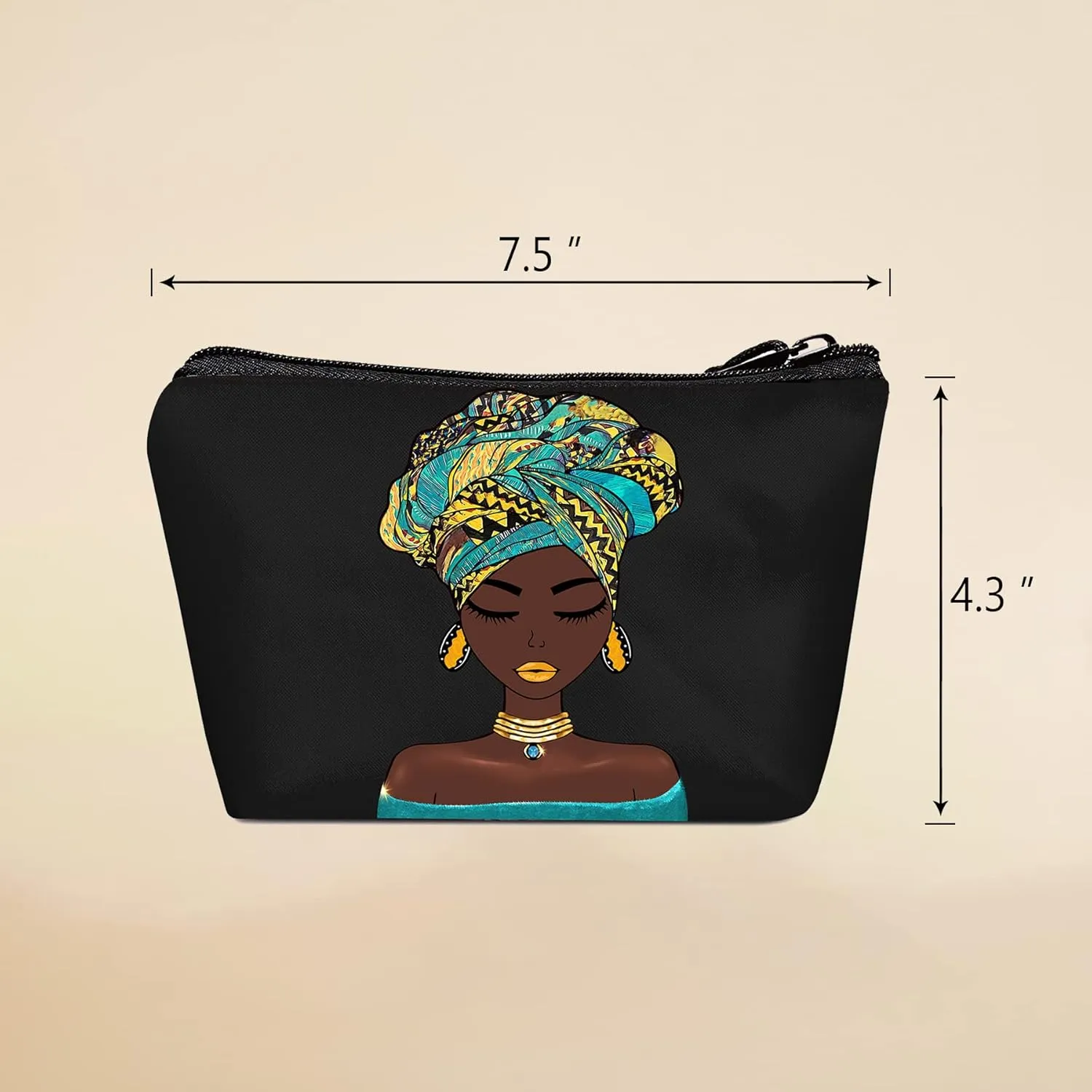 2 Pcs Travel Makeup Bag African American Print Small Cosmetic Bags for Black Natural Afro Women Portable Storage Organizer for Purse Everyday Use