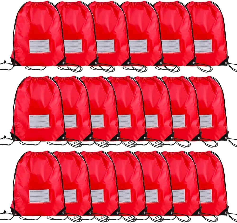 20 Pcs Drawstring Bags,Bulk Draw String Backpack, DIY Gym Sports Cinch Bag Sackpack for Women Men, Red
