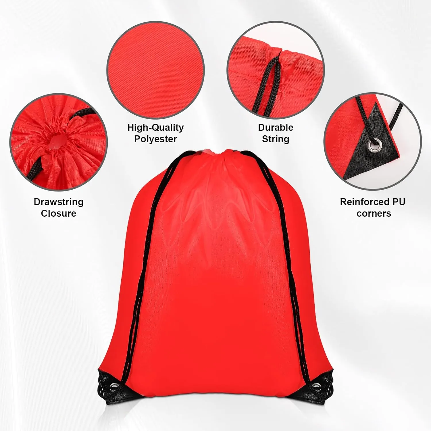 20 Piece Drawstring Backpack Bulk,String Backpack Drawstring Bags,Draw String Backpack,Cinch Bag Sackpack for Men Women Gym Sports Travel Swimming Beach(Black Red)