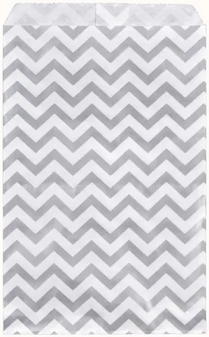 200 pcs Chevron Paper Gift Bags Shopping Sales Tote Bags 6" x 9" Shimmering Silver with Caddy Bay Collection Microfiber Cleaning Cloth