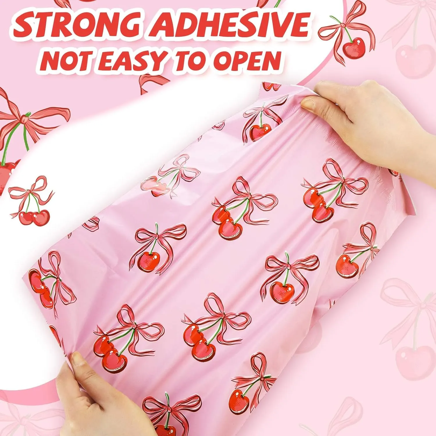 200 Pcs Pink Bow Poly Mailer 10x13 in Designer Shipping Mailers Heavy Duty Waterproof Self Adhesive Shipping Bags for Large Mailing Envelopes Bulk Tear Resistant Packaging(Cherry)