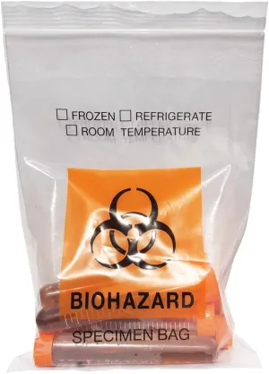200pcs Biohazard Specimen Bags, 6x9.8in/15x25cm Laboratory Sample Bag with Biohazard Logo Printing, Ziplock Top with Outside Pocket Paperwork Pouch