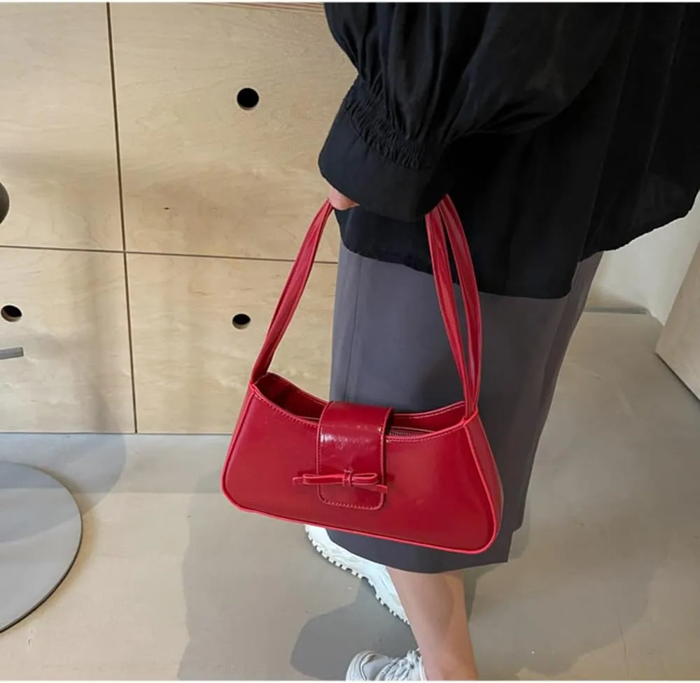 2025 Shoulder Bags for Women Small Y2K Purse Hobo Bags Vegan Leather Handbag Clutch Purse With Bow