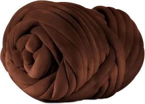 2.2 LBS of Super Soft Velvet Bulky Yarn for Hand Knitting Blanket, Pillows, Handbag, DIY, Coffee Brown, 36 Yards, Arm Knitting Yarn for Chunky Braided Knot Throw Blanket, Weave Craft Crochet