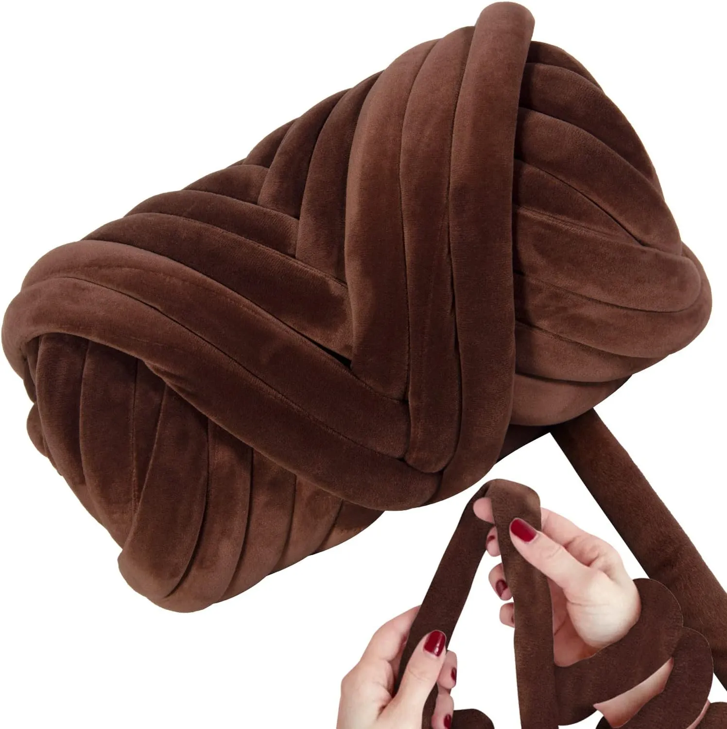 2.2 LBS of Super Soft Velvet Bulky Yarn for Hand Knitting Blanket, Pillows, Handbag, DIY, Coffee Brown, 36 Yards, Arm Knitting Yarn for Chunky Braided Knot Throw Blanket, Weave Craft Crochet
