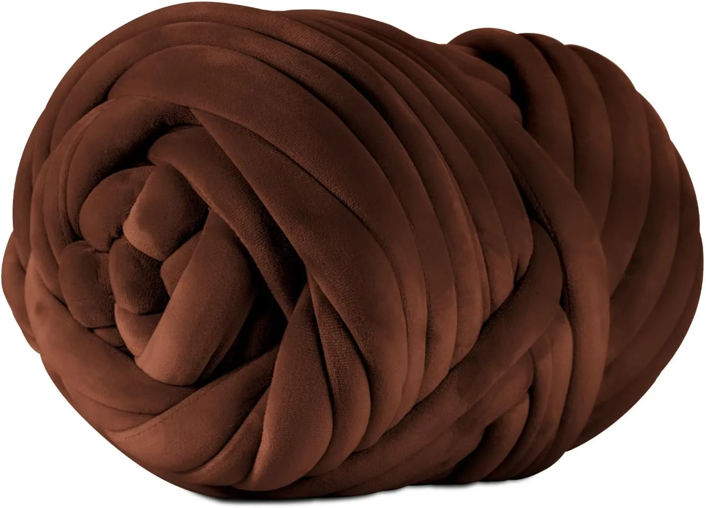 2.2 LBS of Super Soft Velvet Bulky Yarn for Hand Knitting Blanket, Pillows, Handbag, DIY, Coffee Brown, 36 Yards, Arm Knitting Yarn for Chunky Braided Knot Throw Blanket, Weave Craft Crochet