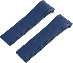 22mm Soft Rubber Silicone Watch Band Ocean Star Calibre 80 Folding Slider Buckle Watchband for Mido Strap Series Accessories (Color : Blue, Size : with Silver Buckle)