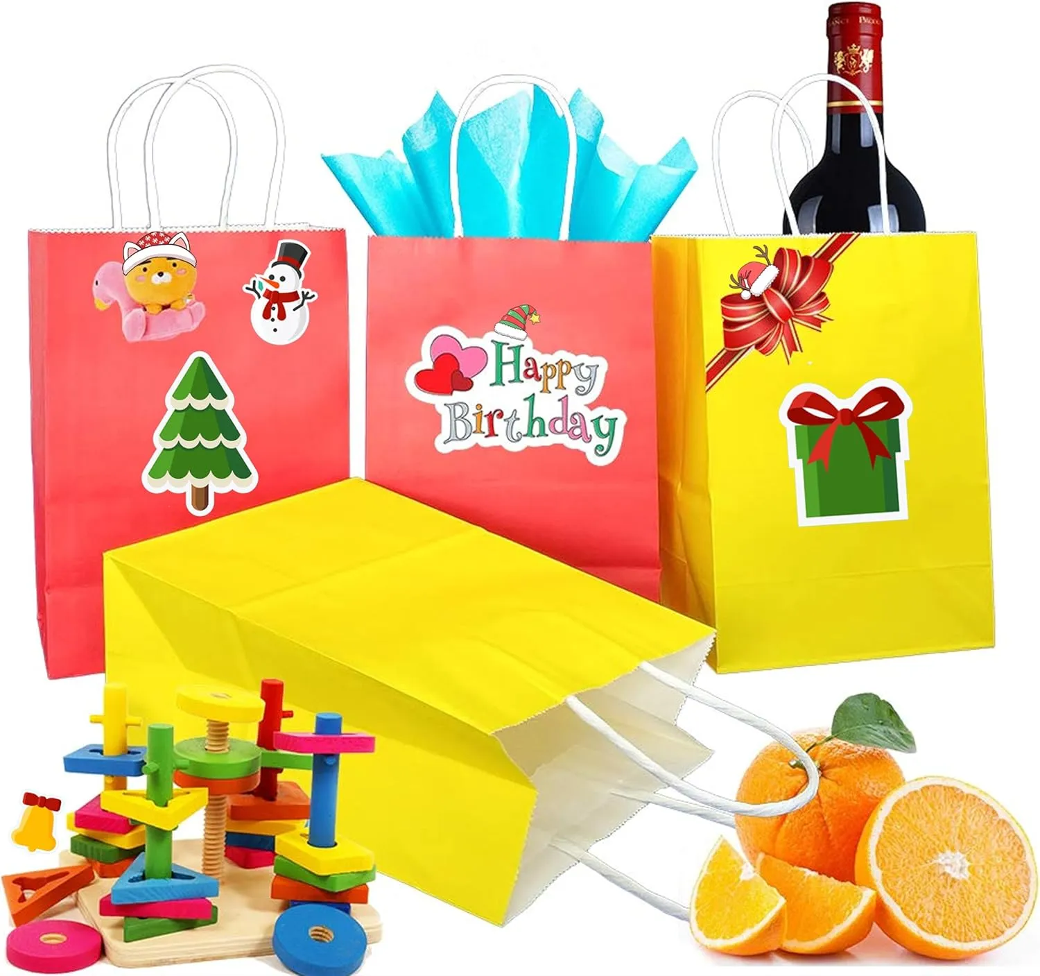 25 PCS Small Gift Bags Teal Blue Kraft Paper Bags Turquoise Gift Bags with Handles for Party Favors (8.2 x 6 x 3.1 In)