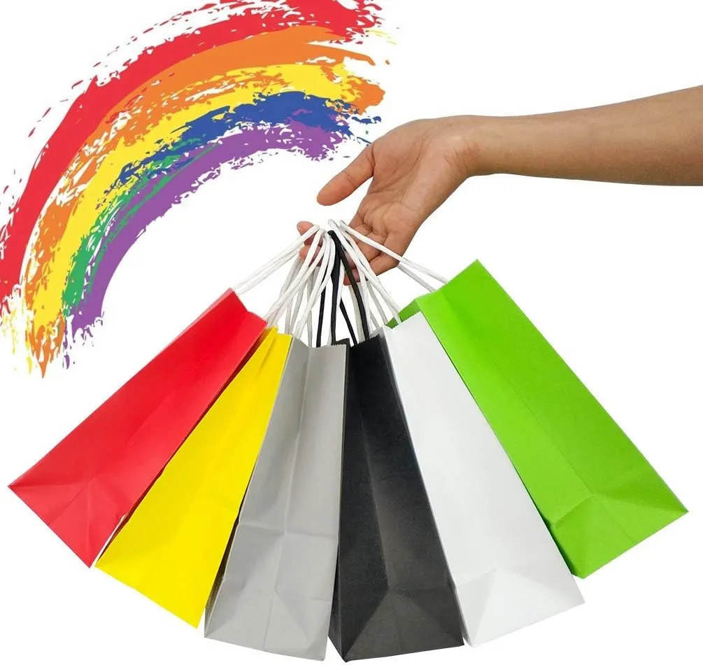 25 PCS Small Gift Bags Teal Blue Kraft Paper Bags Turquoise Gift Bags with Handles for Party Favors (8.2 x 6 x 3.1 In)
