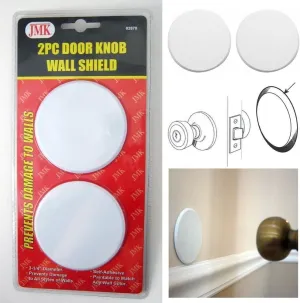 2Pc Door Knob Wall Shield Round White Self Adhesive Protector Prevents Holes