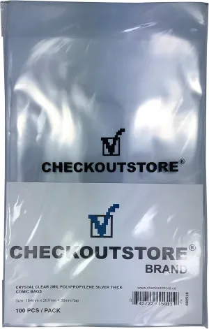 (300) CheckOutStore Crystal Clear Silver Age Comic Book Bags (Non-sealable Flap/Thick)