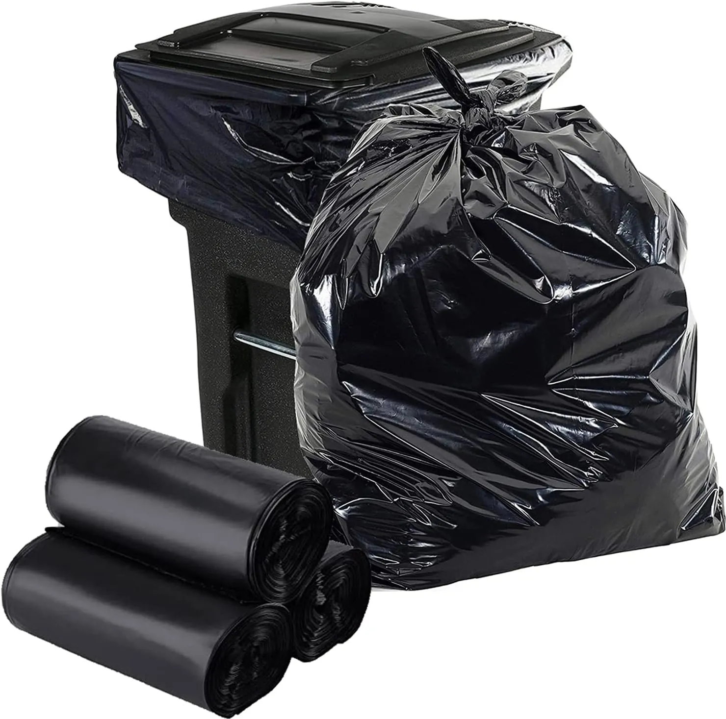 33 Gallon Trash Bags - Heavy Duty Black Garbage Bags, Upgraded Version Large Trash Bag Can Liners 32"x39"Inch, 30 Gallon - 32 Gallon - 35 Gallon Trash Bags (60 Count)
