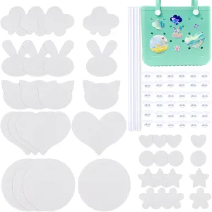 36 Sets Sublimation Charm Blanks for Large Tote Bag Decoration, Shiny White Glitter Heat Transfer Supplies, Custom Beach Bag Pins Accessories for Women Girls DIY Unique Craft Gifts