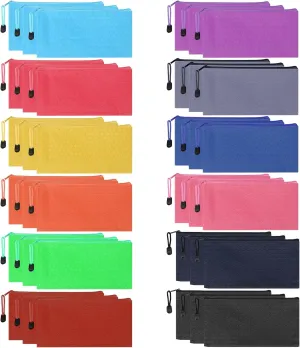 36pcs Zipper Pouches - Pencil Pouch 9.2x4.5 Inches Pencil Case ,Bill Size Pencil Box - Waterproof Pencil Bags Small Organizing Bags in 12 Colors for Office Supplies Storage and Travel Accessories