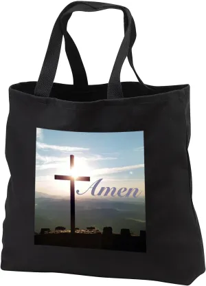 3dRose Amen on a photo of a sunrise at Pretty Place Chapel in South... - Tote Bags (tb_327724)