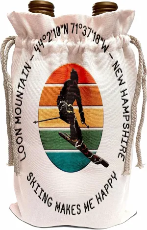 3dRose Loon Mountain, New Hampshire. Man skier on white. Alpine skiing,... - Wine Bags (wbg-374689-1)