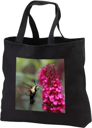 3dRose Macro photo of a hummingbird moth getting nectar from a butterfly... - Tote Bags (tb_337794)