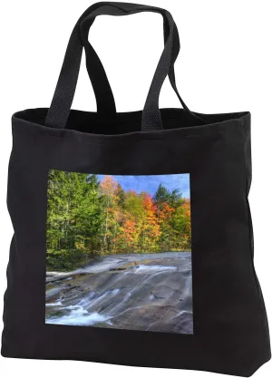 3dRose USA, New Hampshire, White Mountains. Flowing stream and forest, Fall. - Tote Bags (tb_331742)