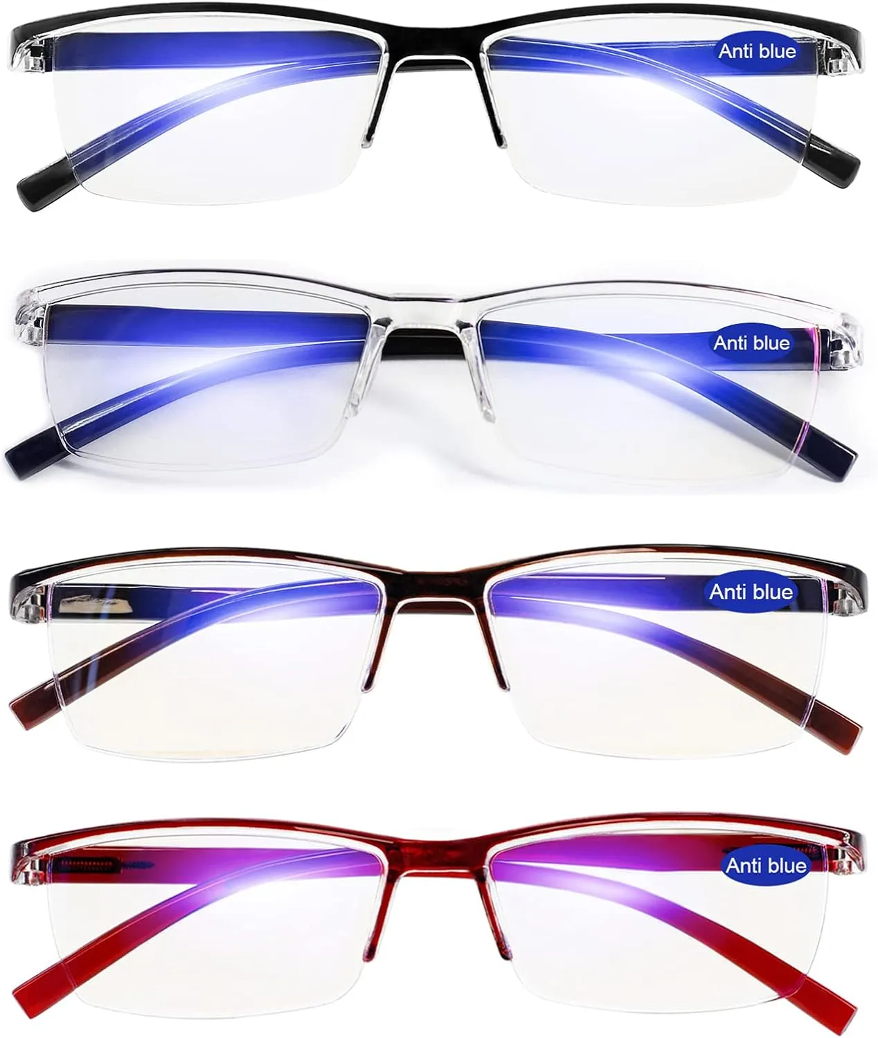 4 Pack Reading Glasses for Women Men Blue Light Blocking Computer Readers Spring Hinge Anti Glare  1.0 1.0 1.25 1.5 1.75 2.0 2.25 2.5 2.75 3.0 3.5 4.0